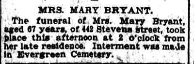 Mrs. Mary Bryant - March 21, 1905