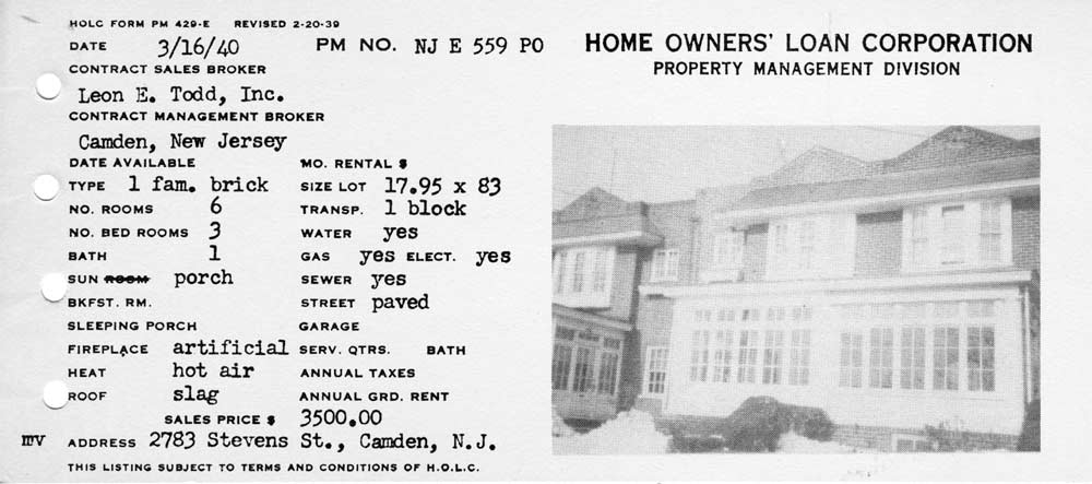 Property listing for 2783 Stevens Street - March 16, 1940
