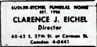 Sudler-Eichel Funeral Home advertisement, 1947