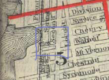 1914 map showing Clay Street 'inside the box'