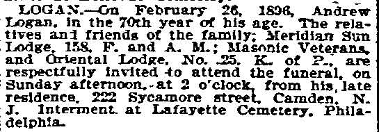 222 Sycamore Street — Andrew Logan, Philadelphia Inquirer, March 1, 1896