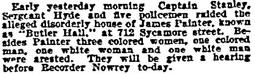 712 Sycamore Street — James Painter aka Butler Hall, Arthur Stanley, Edward S. Hyde, Joseph Nowrey, Philadelphia Inquirer, July 23, 1900