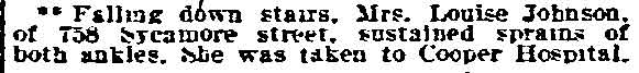 758 Sycamore Street — Louise Johnson, Philadelphia Inquirer, March 26, 1910