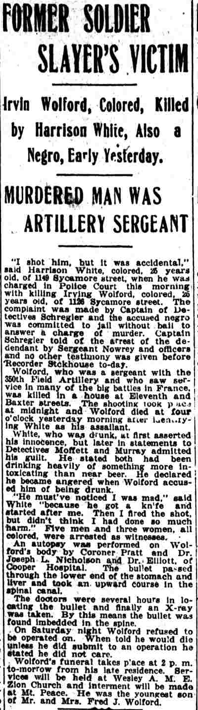 1126 Sycamore Street — Fred J. Wolford & Family, Camden Courier-Post, August 4, 1919