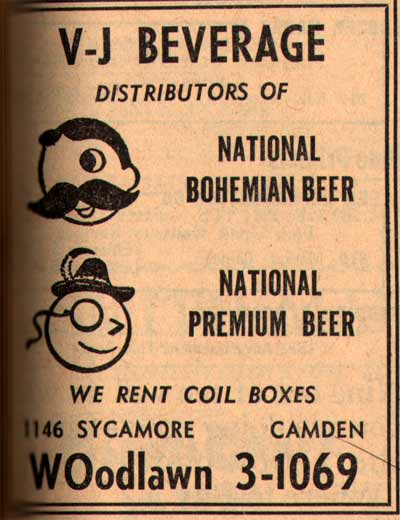 1146 Sycamore Street — V-J Beverage, 1955 New Jersey Bell Telephone Yellow Pages Ad