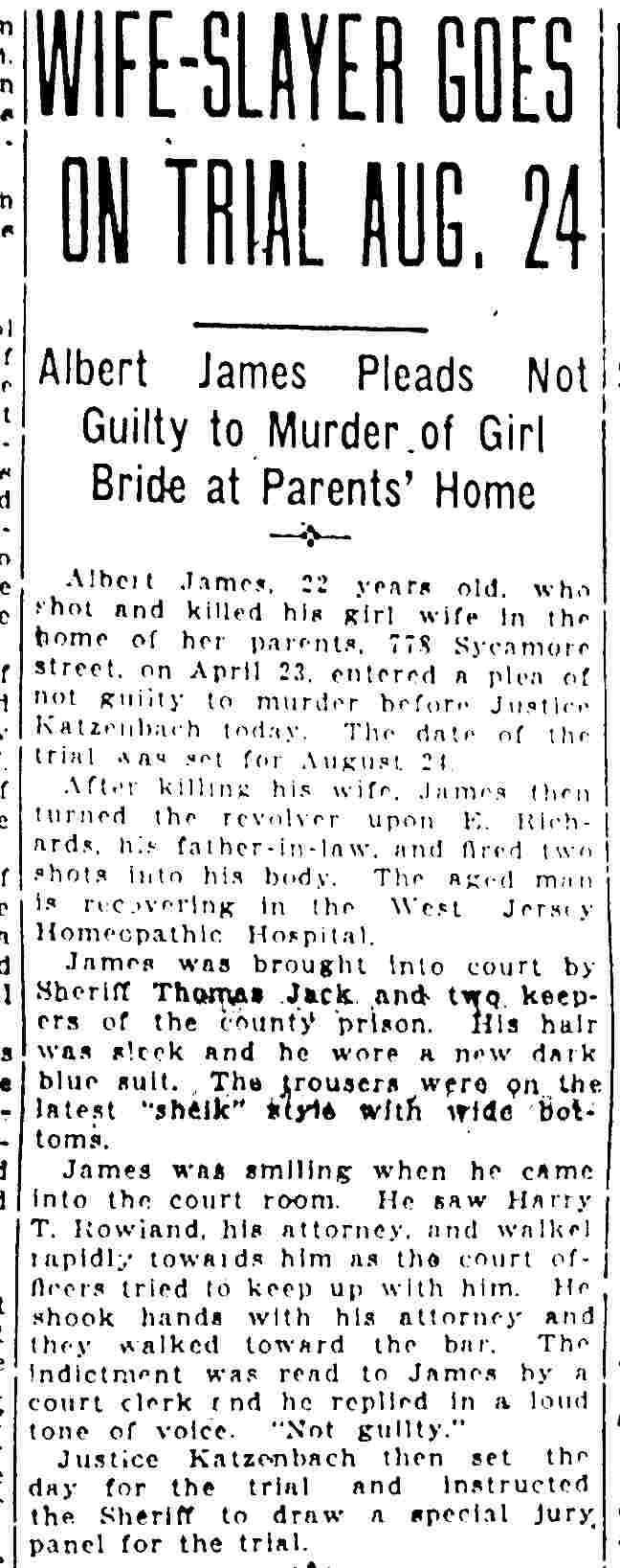 1178 Sycamore Street — Elmer Richards & Family / Albert James & Family, Camden Daily Courier, June 8, 1925