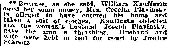 1252 Sycamore Street — Samuel Plevinsky & Family, Philadelphia Inquirer, May 21, 1911