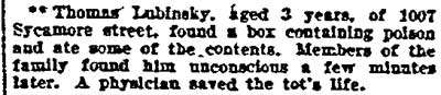 1007 Sycamore Street — Thomas Lubinsky, Philadelphia Inquirer, February 1, 1903