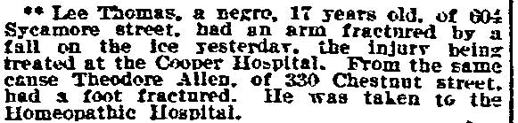 604 Sycamore Street — Lee Thomas, Philadelphia Inquirer, January 11, 1910