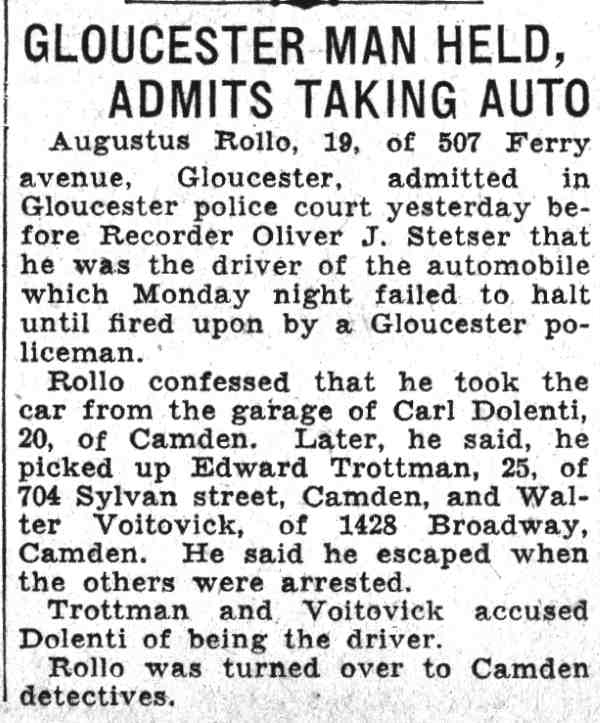 Gloucester Man Held, Admits Taking Auto — Courier-Post, June 17, 1932