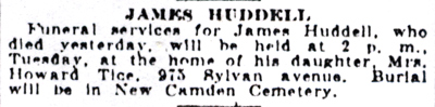 James Huddell obituary — Courier-Post, December 6, 1930