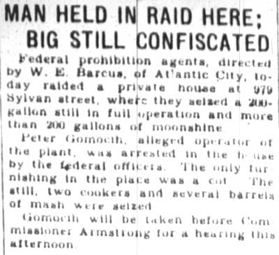 Man Held in Raid Here; Big Still Confiscated — Courier-Post, April 2, 1928