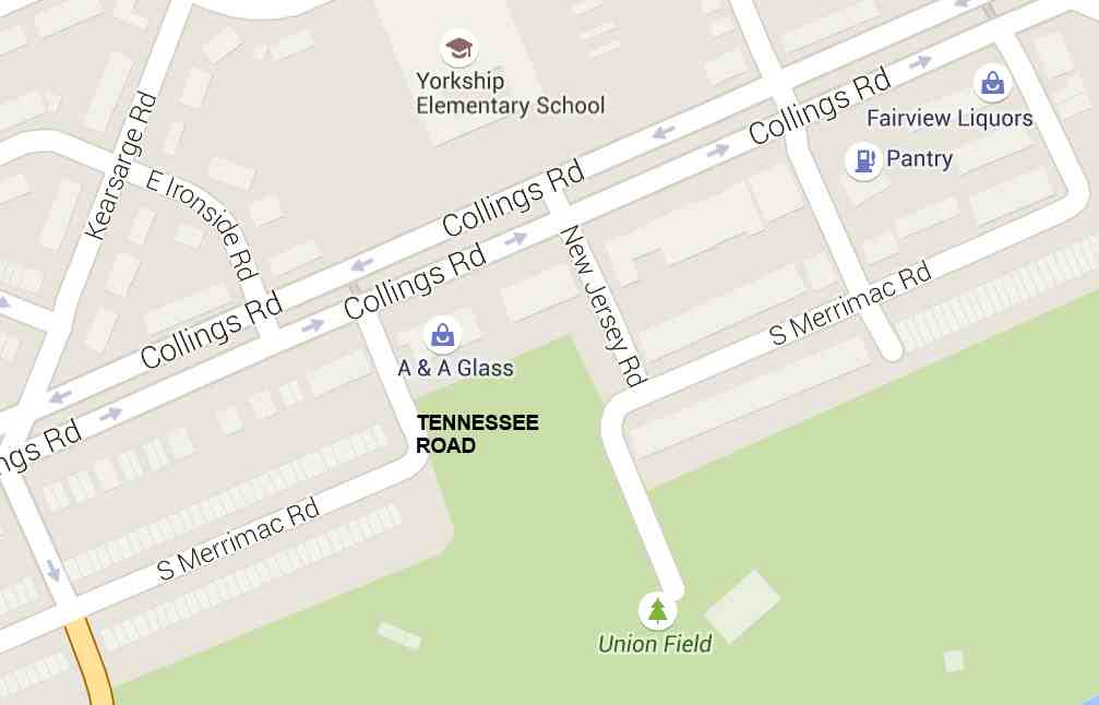 Map showing Tennessee Road in Yorkship Village, Camden