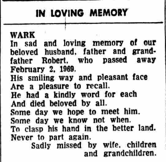 In Loving Memory — Robert Wark