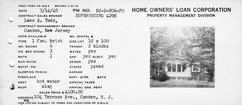 104 Terrace Avenue — real estate listing photo, March 1940