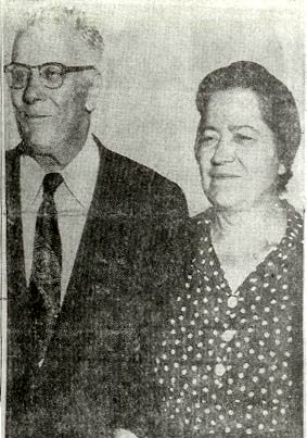 Thomas and Mary Skymer, golden wedding anniversary portrait, 1955