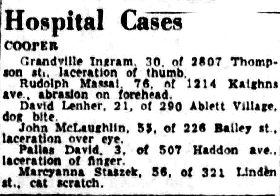 Hospital Cases — Camden Courier-Post, December 11, 1956