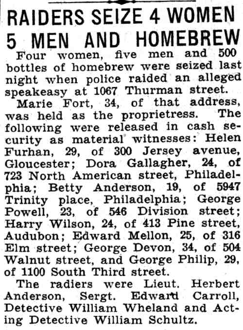 Raiders Seize 4 Women 5 Men and Homebrew, Camden Courier-Post, June 18, 1932