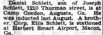Daniel Schlett at Camp Gordon, 1942