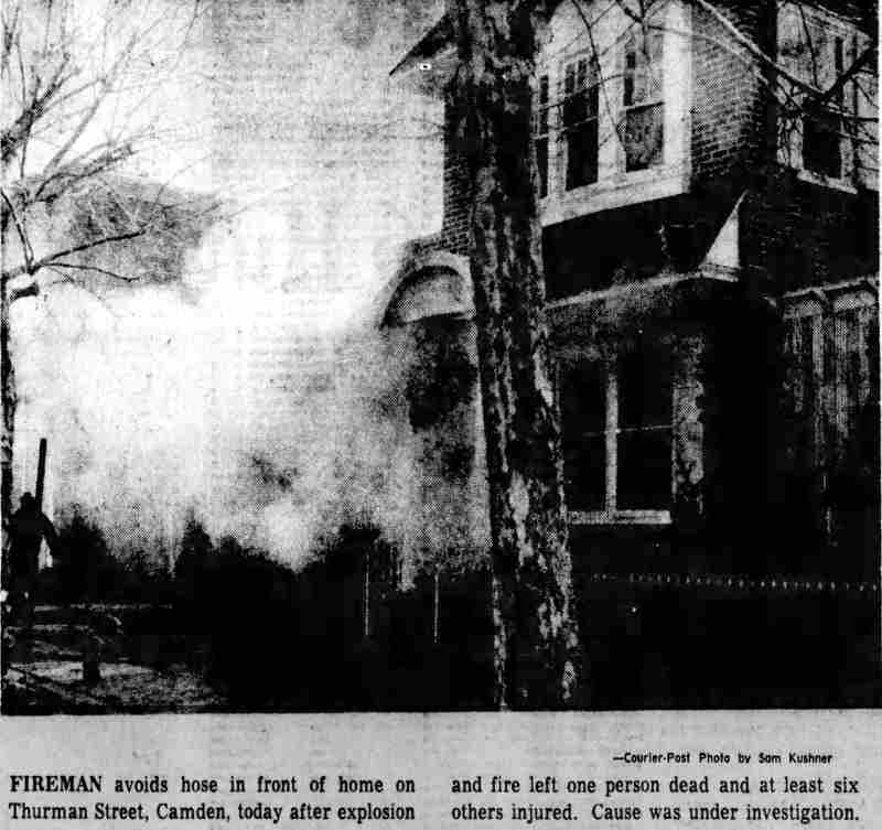 Fireman at 1166 Thurman Street fire, February 24, 1973 — Courier-Post photo by Sam Kushner