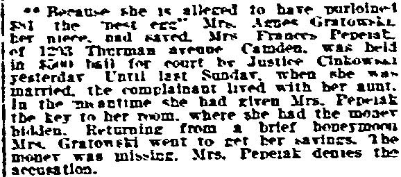 Agnes Gratowski/Frances Pepeiak article, Philadelphia Inquirer, October 14, 1910 — click for PDF