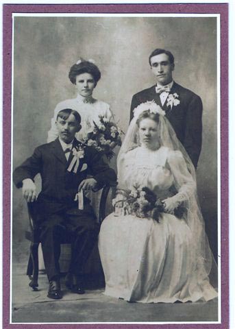 Wedding picture of Joseph and Katie Bittmann, July 1909