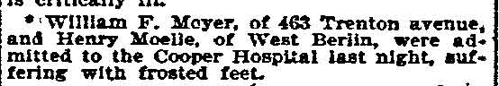 Newspaper clipping: William F. Moyer, 463 Trenton Avenue, 1896
