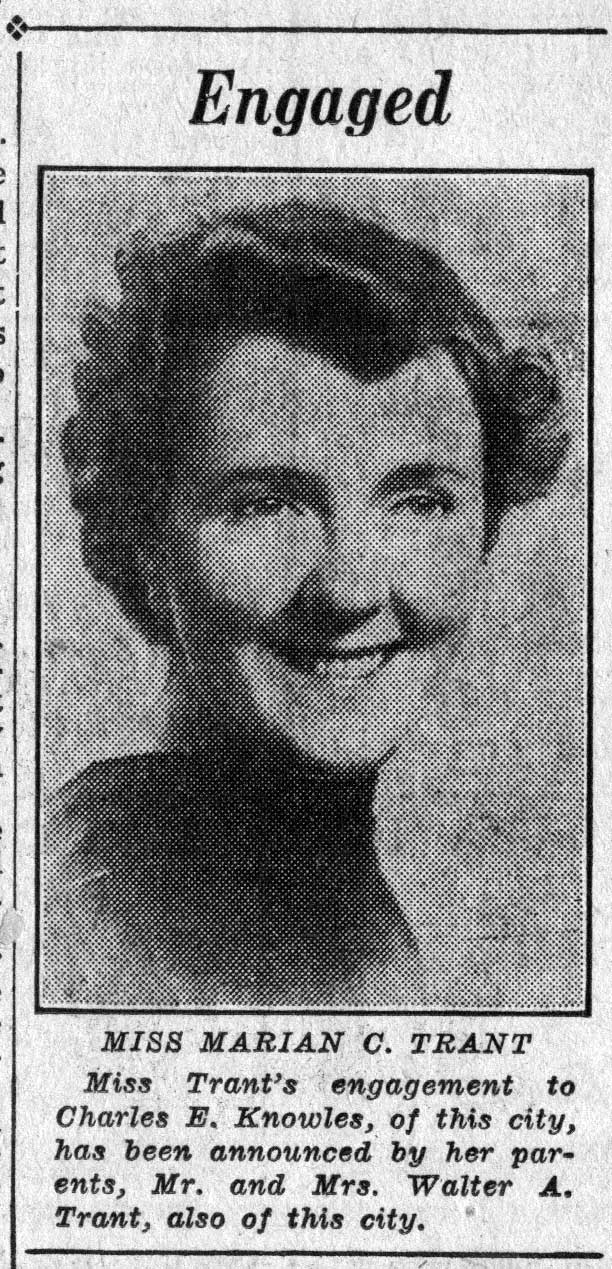 Miss Marian C. Trant, engagement announcement, Camden Courier-Post, February 17, 1938