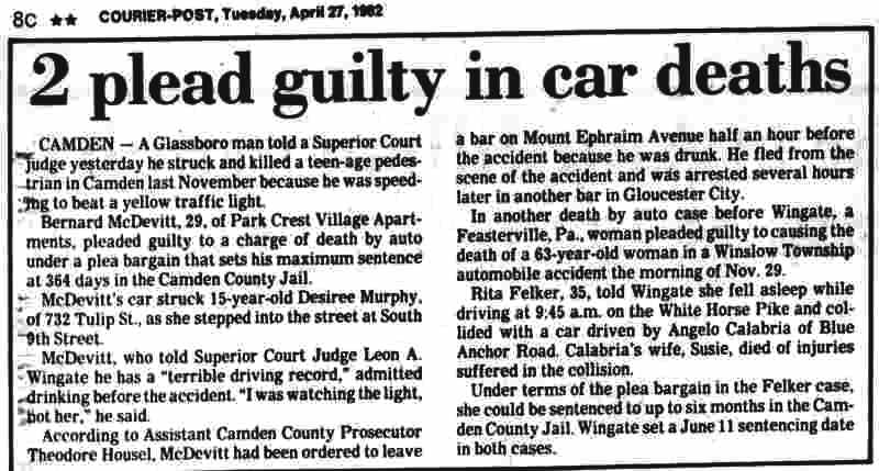 2 plead guilty in car deaths, Camden Courier-Post, April 27, 1982