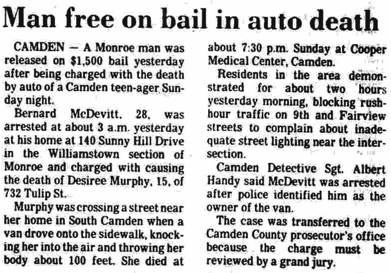 Man free on bail in auto death, Camden Courier-Post, November 3, 1981