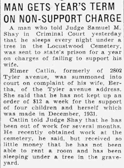Man Gets Year's Term on Non-Support Charge — Judge Samuel M. Shay, Elmer Catlin, Camden Courier-Post, June 9, 1932