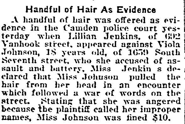 Van Hook Street at South 7th Street, Philadelphia Inquirer, June 22, 1919
