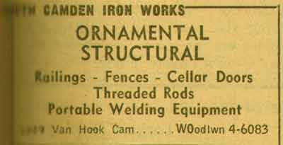 South Camden Iron & Steel Company — 1029 Van Hook Street, 1955 NJ Bell Yellow Pages