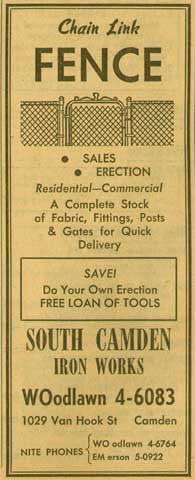 South Camden Iron & Steel Company — 1029 Van Hook Street, 1955 NJ Bell Yellow Pages
