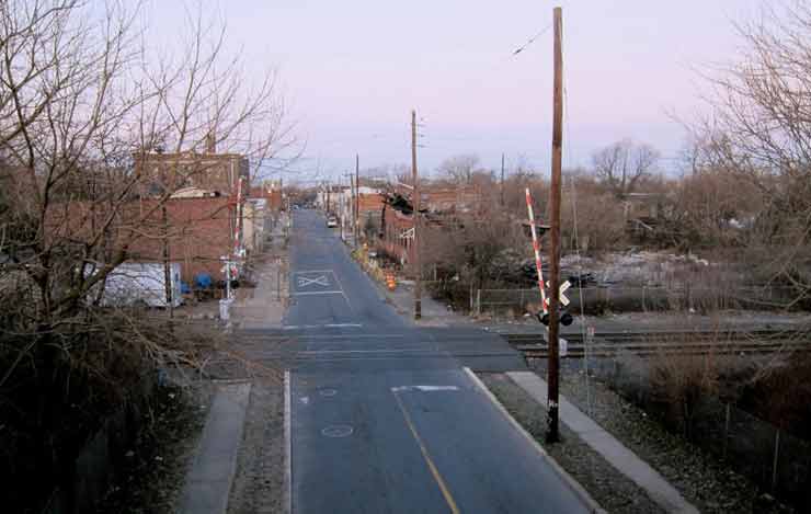 Intersection of Railroad Avenue and Van Hook Street, as seen from Route 676 — 2011