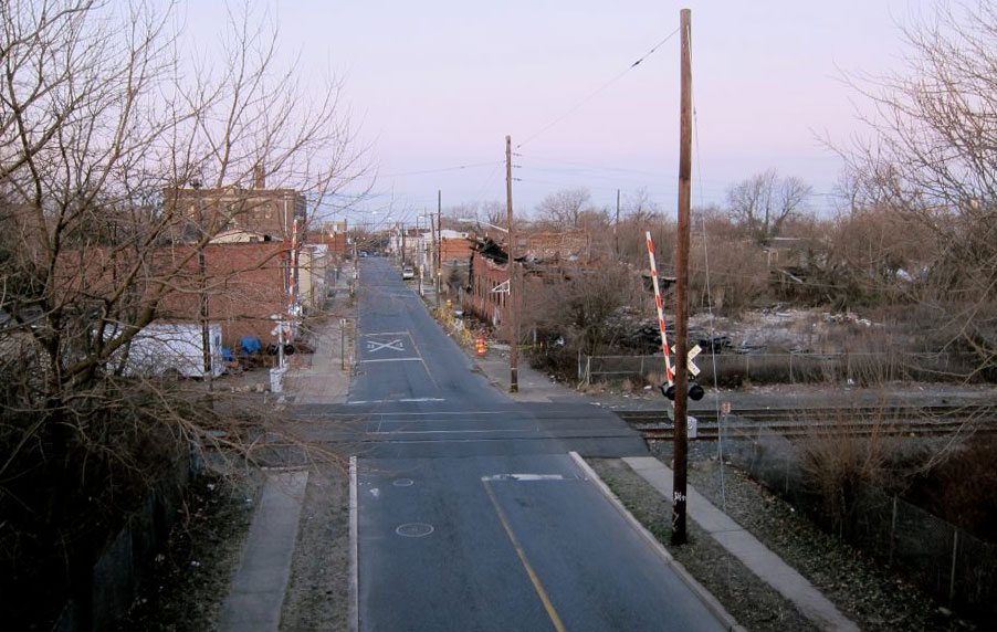 Intersection of Railroad Avenue and Van Hook Street, as seen from Route 676, 2011