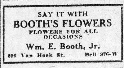 Booth's Flowers — 693 Van Hook Street, March 12, 1930