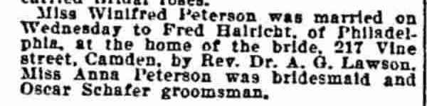 217 Vine Street — Thomas Peterson & Family, Philadelphia Inquirer June 18, 1899