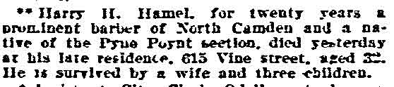 615 Vine Street — Harry H. Hamel & Family, Philadelphia Inquirer December 12, 1906