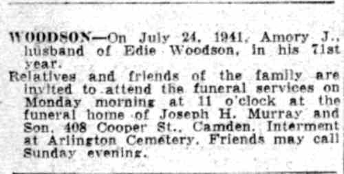718 Vine Street — 1940 census record for Amory J. Woodson