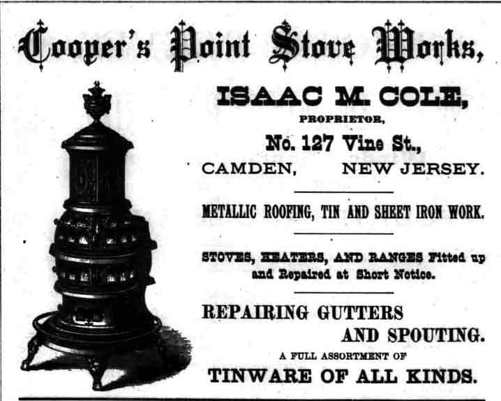 127 Vine Street — Cooper's Point Stove Works, 1883 city directory advertisement