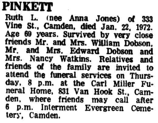 333 Vine Street — Ruth L. Pinkett, Camden Courier-Post January 25, 1972