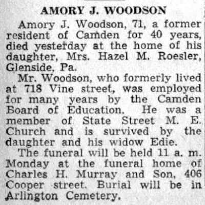 718 Vine Street — Amory J. Woodson & Family, Camden Courier-Post July 25, 1941