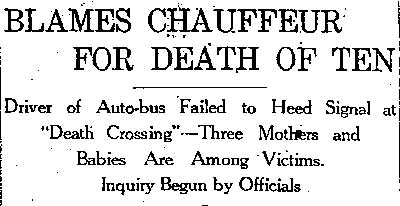 Blames Chauffeur for Death of Ten — Philadelphia Inquirer, August 24, 1920