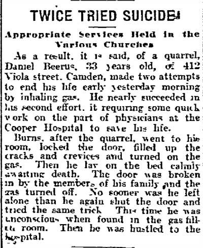 Twice Tried Suicide — Philadelphia Inquirer, April 10, 1911