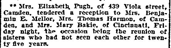 Reception at 439 Viola Street — Philadelphia Inquirer, February 16, 1902