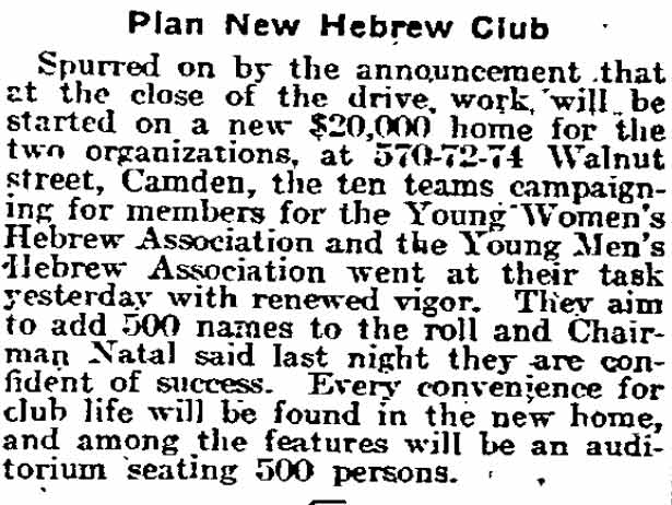 Jewish community at Walnut Street, Philadelphia Inquirer, May 4, 1918