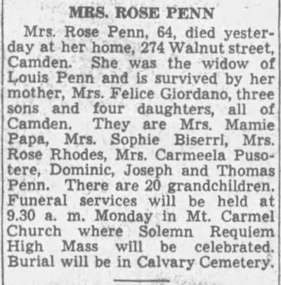 274 Walnut Street, Pennsylvania newspaper clipping, January 9, 1942