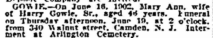 340 Walnut Street, Harry Gowie, Philadelphia Inquirer, June 19, 1902
