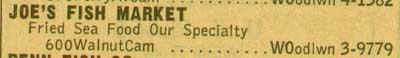 600 Walnut Street, Three Brothers Markets, 1955 NJ Bell Yellow Pages ad